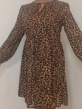 Time and Tru Brown and Black  Sundress Animal Leopard S